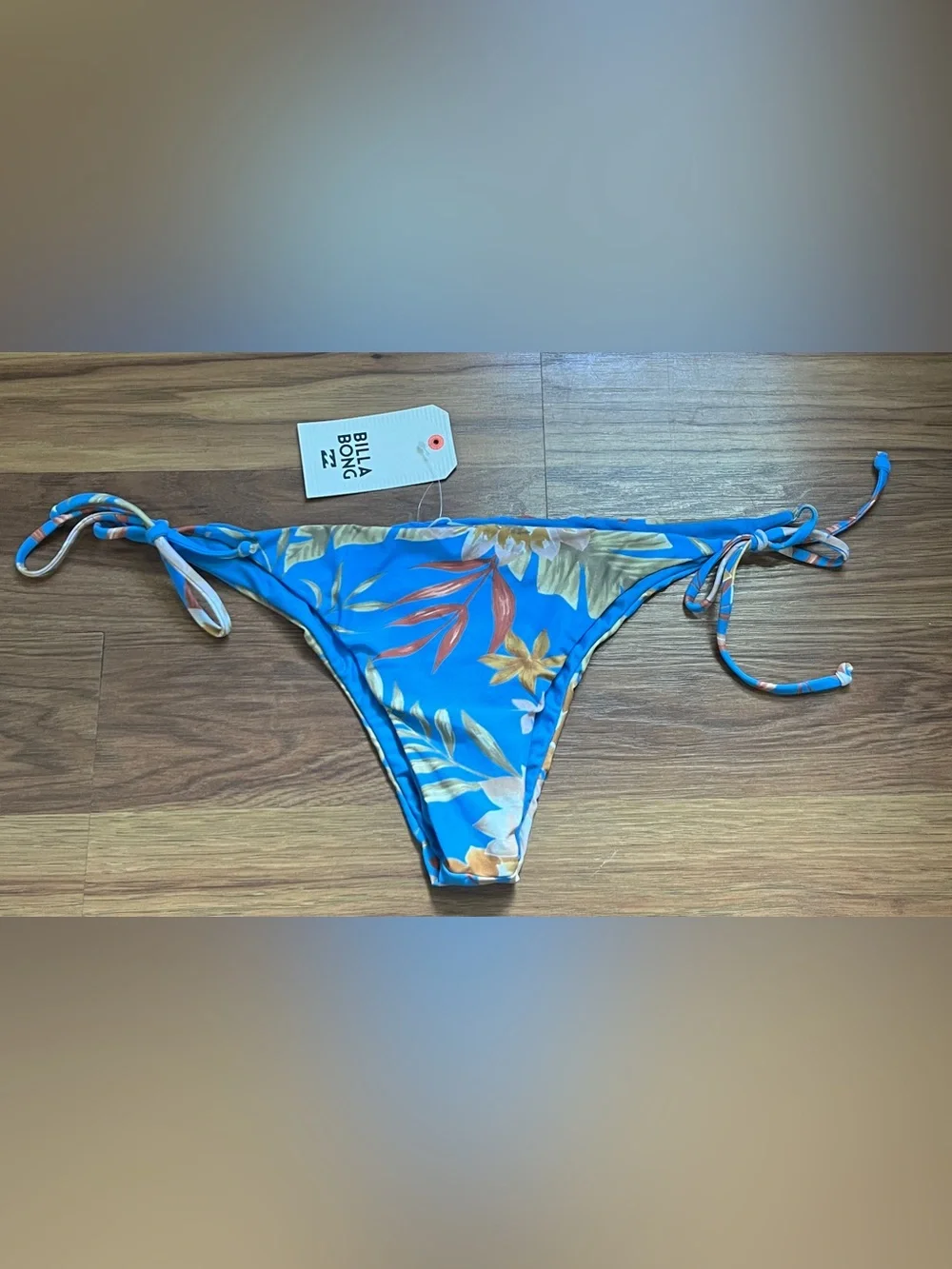 Billabong Palm Rise Isla Tie Side Bikini Bottom Blue Floral Tropical XL Skimpy